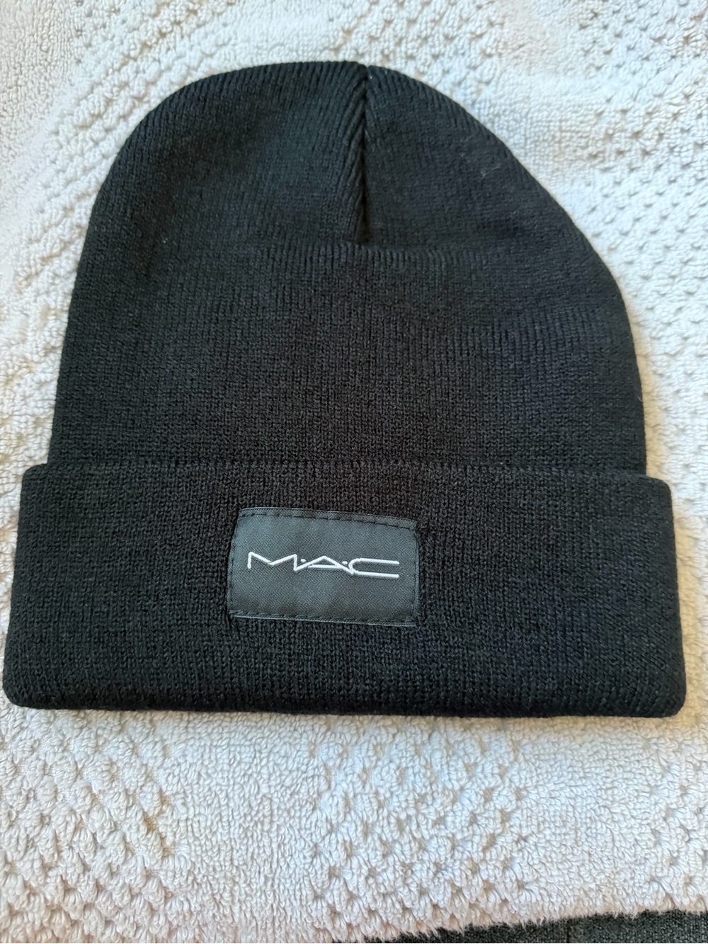 MAC Black Knit Cuffed Beanie Hat
